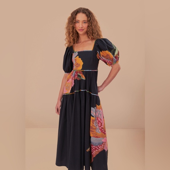Farm Rio Black Lucy Floral Maxi Dress - Picture 2 of 10